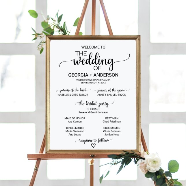 Póster Programa de Boda de Caligrafía Negra Simple (Subido por el creador)