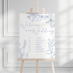 Póster Programa de Boda de Flores Periwinkle