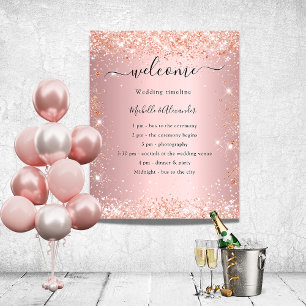 Póster Programa de boda de oro rosa rosa rosa rosa rosa r
