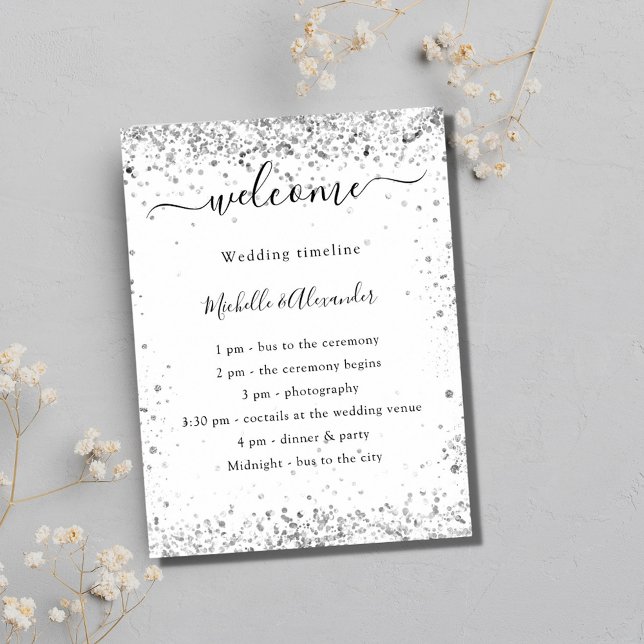 Póster Programa de boda elegante del purpurina blanco pla (Subido por el creador)