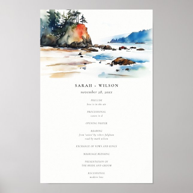 Póster Programa de Boda en Ruby Beach Olympic National Pa (Frente)