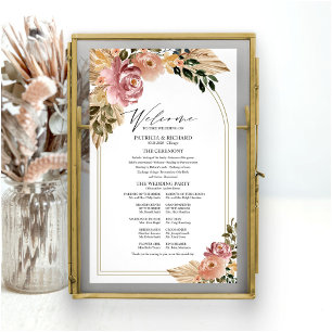 Póster Programa de Boda Floral Boho Colores Neutros