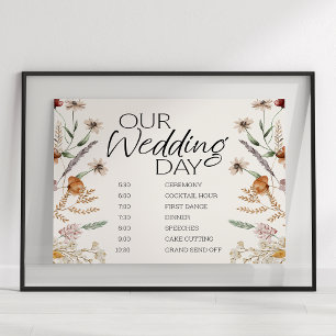 Póster Programa de Boda Floral Pequeño Botánico Vintage