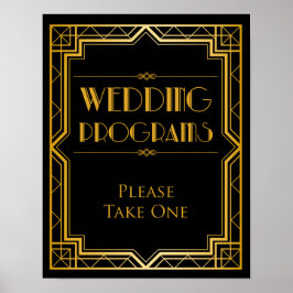 Póster Programa de Boda Letrero de Boda | Gatsby Art Deco
