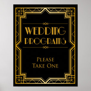 Póster Programa de Boda Letrero de Boda   Gatsby Art Deco