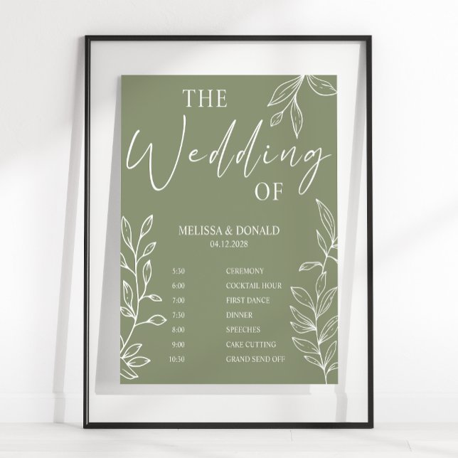Póster Programa de Boda Simple Flor Boho Sage Horario  (Subido por el creador)