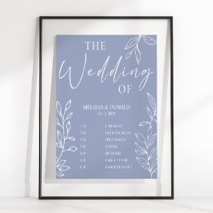 Póster Programa de Boda Simple Flor de Vinca Horario 