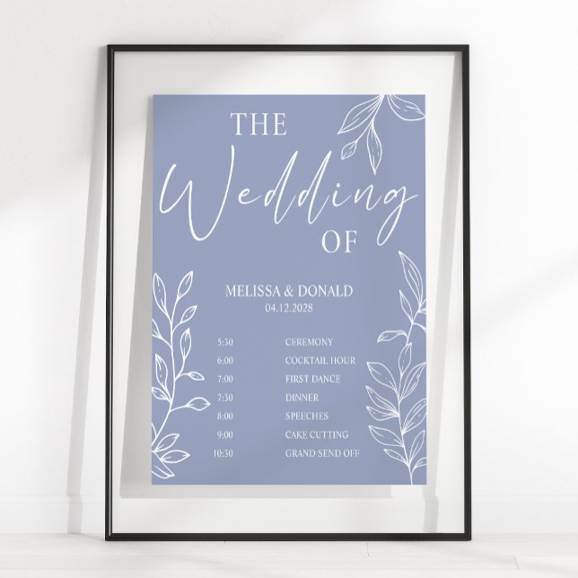 Póster Programa de Boda Simple Flor de Vinca Horario  (Subido por el creador)