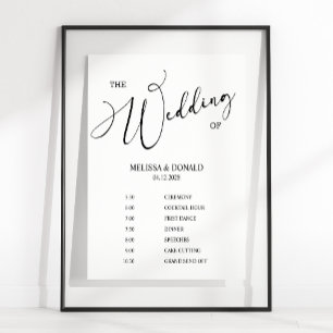 Póster Programa de Boda Simple Moderno Negro 