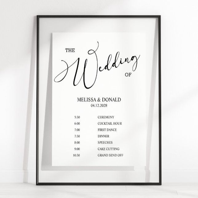 Póster Programa de Boda Simple Moderno Negro  (Subido por el creador)