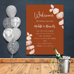 Póster Programa de bodas con eucalipto naranja quemada ti