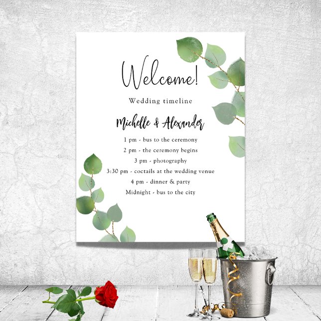Póster Programa de bodas con vegetación de eucalipto (Subido por el creador)
