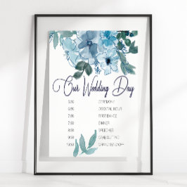Póster Programa de Bodas de Rosas azules pastorales moder