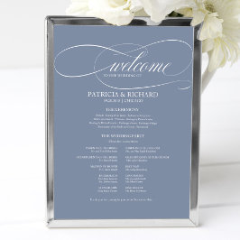 Póster Programa de Ceremonia de Boda Azul Polvo