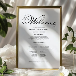 Póster Programa de Ceremonia de Boda Caligrafía Elegante