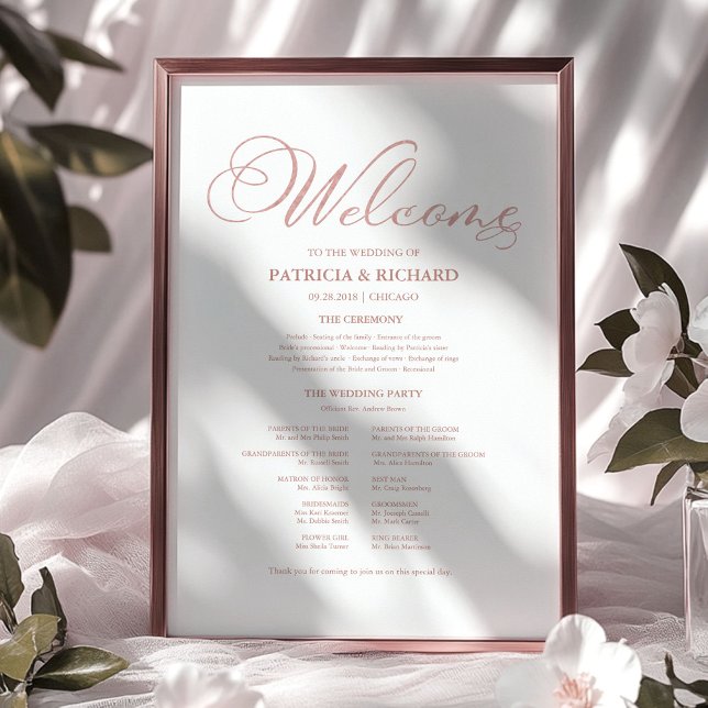 Póster Programa de Ceremonia de Boda Caligrafía Elegante (Subido por el creador)