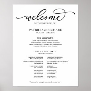 Póster Programa de Ceremonia de Boda Chic Script