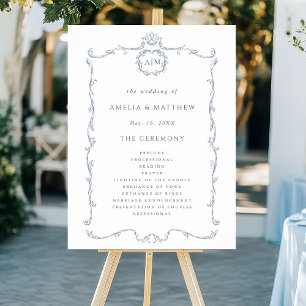 Póster Programa de Ceremonia de Boda Clásico Moderno Fran