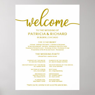 Póster Programa de Ceremonia de Boda con Caligrafía Simpl