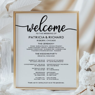Póster Programa de Ceremonia de Boda con Caligrafía Simpl