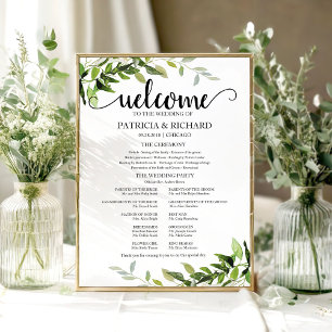 Póster Programa de Ceremonia de Boda con Vegetación Elega