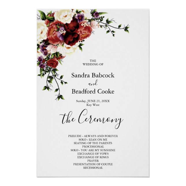 Póster Programa de Ceremonia de Boda de Eucalyptus Floral (Anverso)