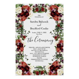 Póster Programa de Ceremonia de Boda de Eucalyptus Floral