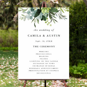 Póster Programa de Ceremonia de Boda de la Foliage Verde