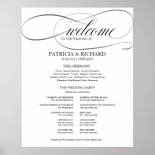 Póster Programa de Ceremonia de Boda Elegante Letra Negra