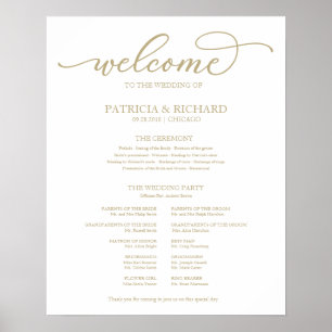 Póster Programa de Ceremonia de Boda Tablero Chic Letra D