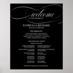 Póster Programa de Ceremonia de Boda Tablero Negro y Blan