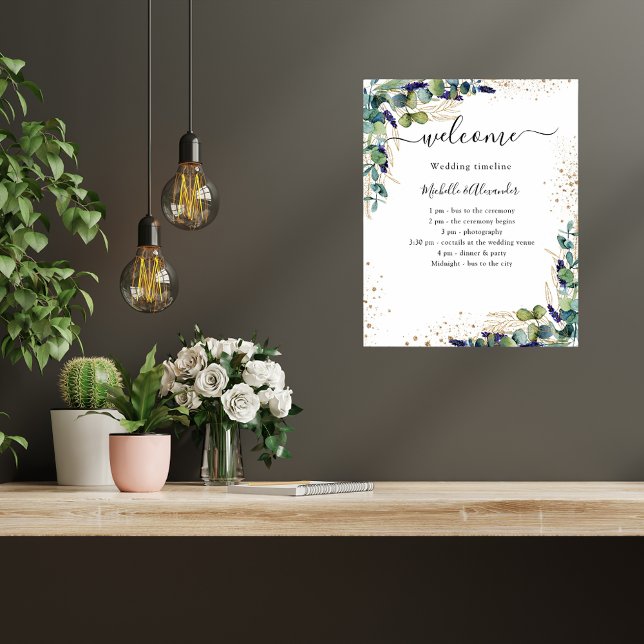 Póster Programa de cronología de boda eucalipto verde (Subido por el creador)