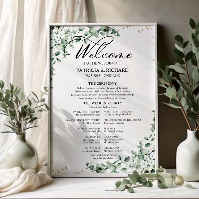 Póster Programa de la Ceremonia de Boda de Eucalipto Verd (Subido por el creador)