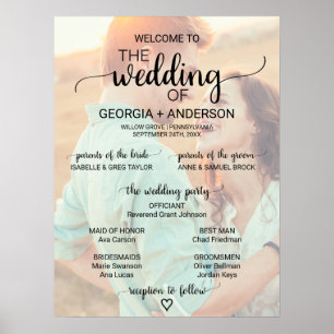 Póster Programa de matrimonio fotográfico simple de calig