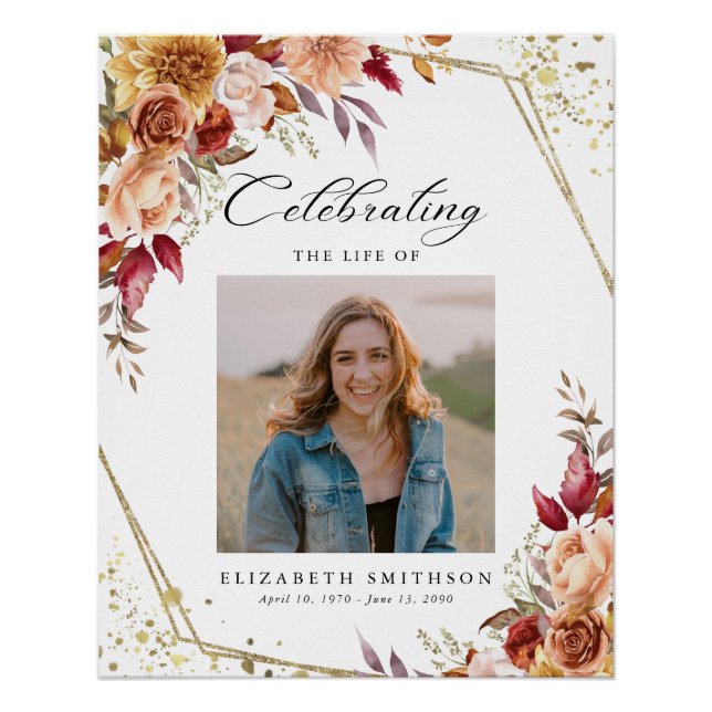 Póster Programa Funeral Otoño Foto Orden de Servicio (Anverso)