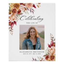 Póster Programa Funeral Otoño Foto Orden de Servicio