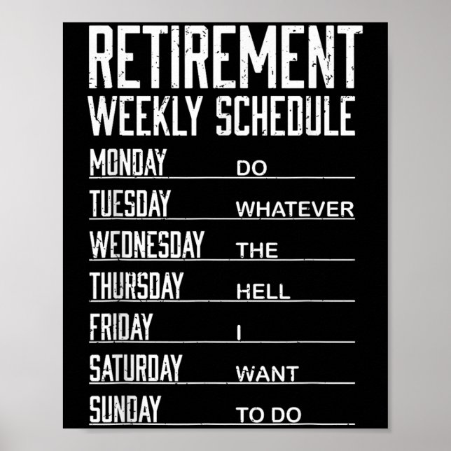 Póster Programa Semanal De Retiro Divertido Funny Retirad (Frente)