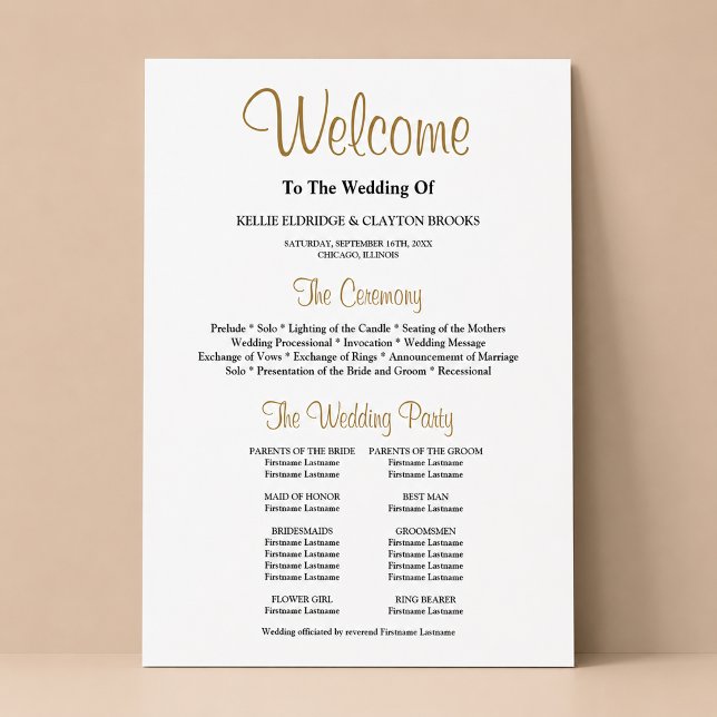 Póster Programa Sencillo de Ceremonia de Boda (Subido por el creador)
