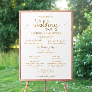 Póster Programa Simple Gold Calligraphy FlowerGirl Weddin