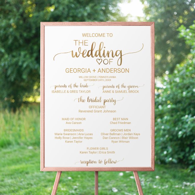 Póster Programa Simple Gold Calligraphy FlowerGirl Weddin (Subido por el creador)