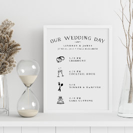 Póster Programación de Día de Boda Ilustrada