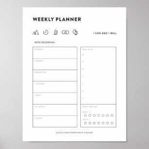 Póster Programación semanal del planificador para hacer e