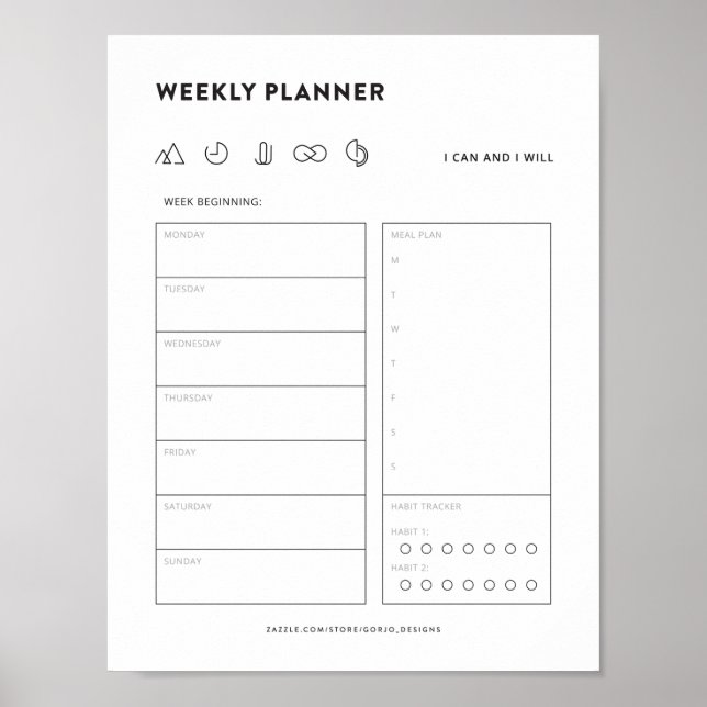 Póster Programación semanal del planificador para hacer e (Frente)