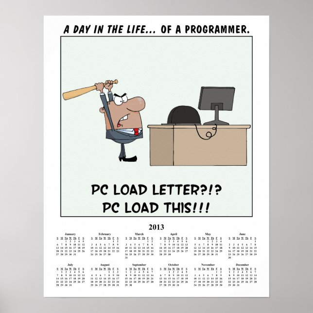 Póster Programador enojado del calendario 2013 (Frente)