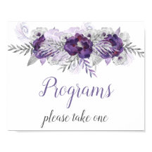 Programas de boda florales gris plateado morado Si