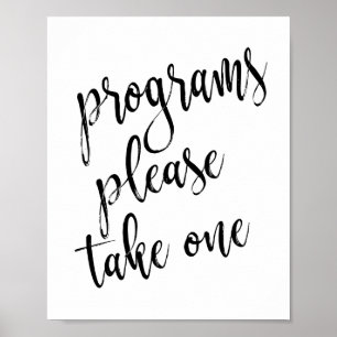 Póster Programas de boda Rótulo blanco y negro 8x10