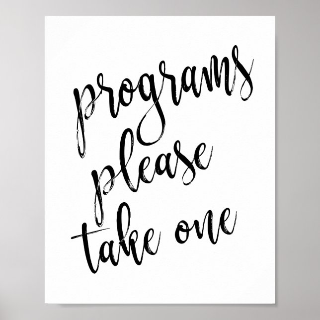 Póster Programas de boda Rótulo blanco y negro 8x10 (Frente)