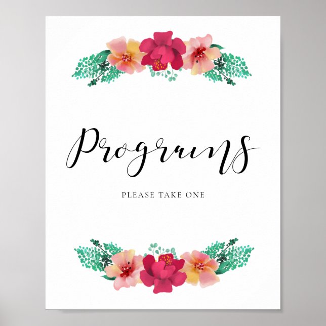 Póster Programas por favor tome un boda de diseño floral (Frente)