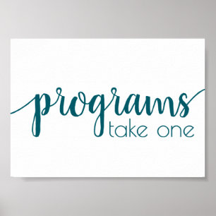 Póster Programas Simples   Mesa de Eventos Teal Aqua