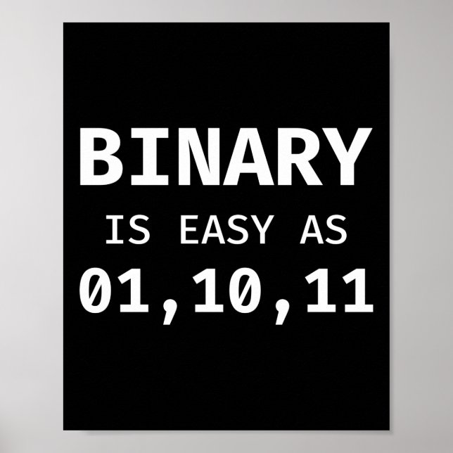 Póster Programmer Coding Binary Es Tan Fácil Como 01 10 1 (Frente)